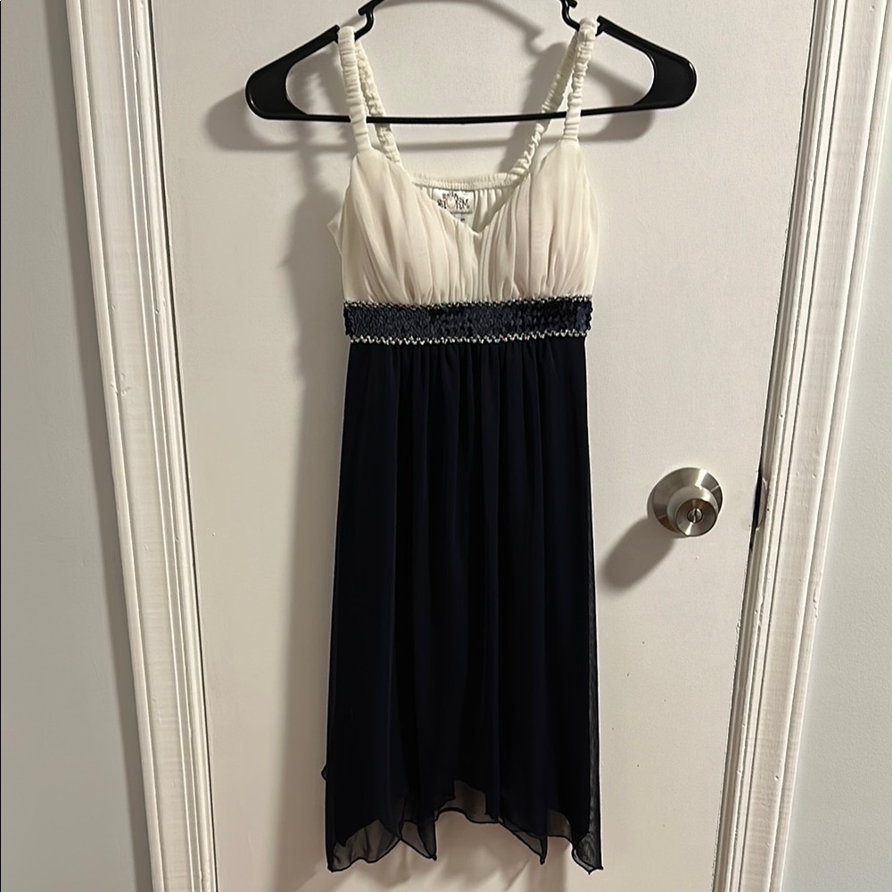 Elegant Blue and White Dress